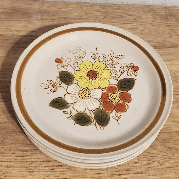 Vintage 1970's Old Brook Collection Stoneware 10 1/2" Dinner Plates (set of 5)