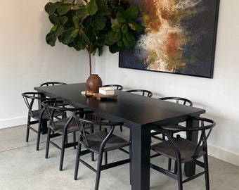 Solid Oak Dining Table - Black