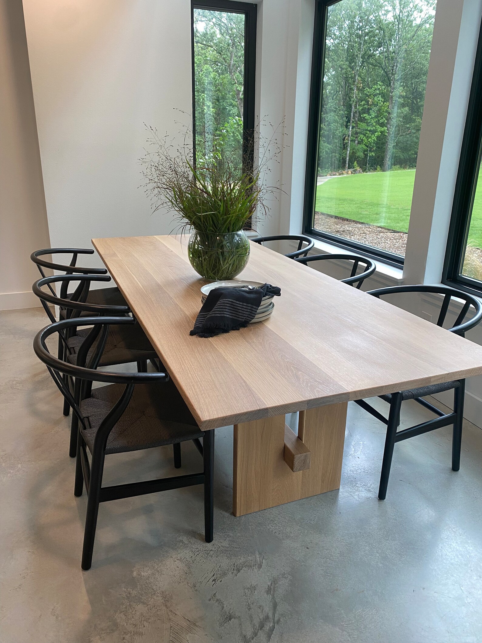 White Oak Rectangle Dining Table Bar Detail Base Etsy