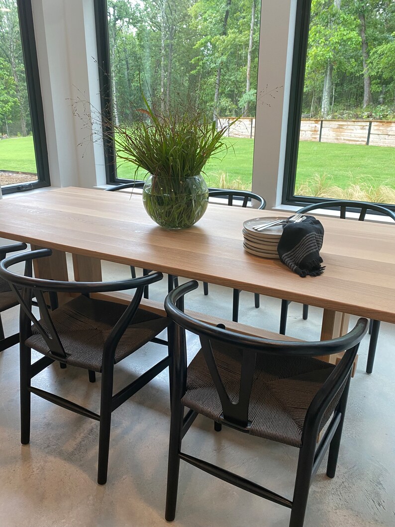 White Oak Rectangle Dining Table Bar Detail Base Etsy