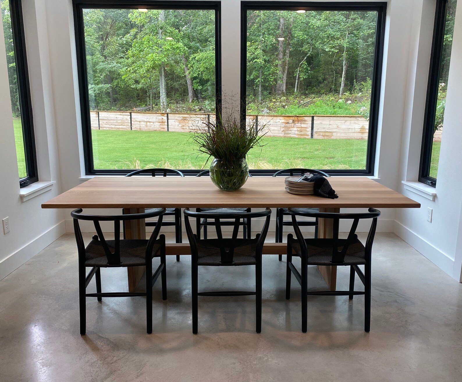 White Oak Rectangle Dining Table Bar Detail Base Etsy