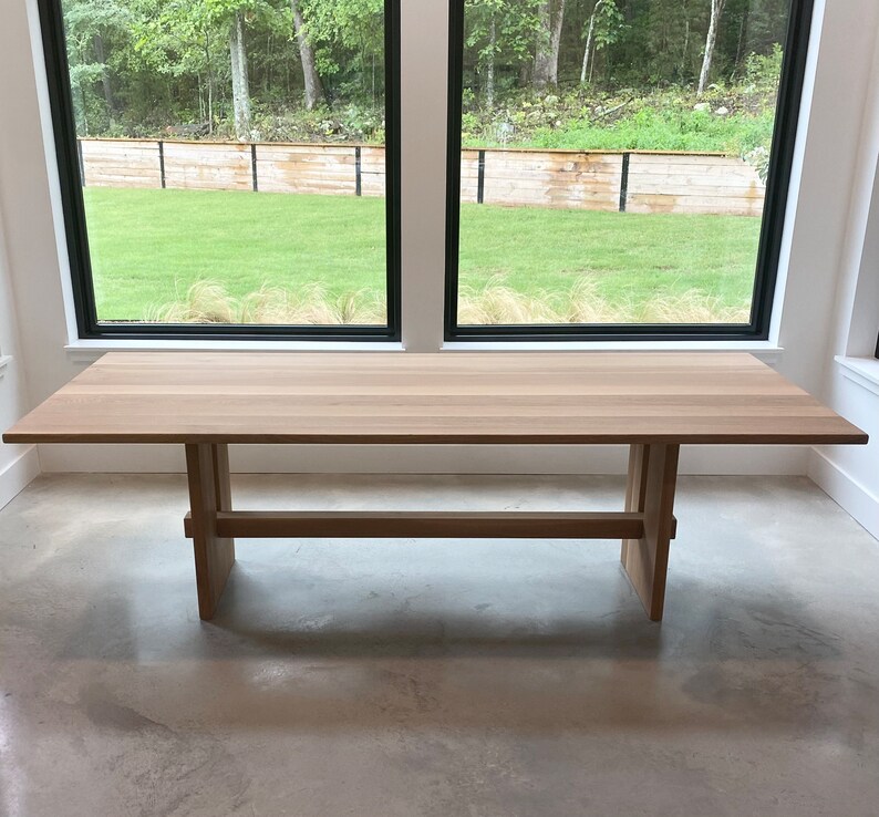 White Oak Rectangle Dining Table Bar Detail Base Etsy
