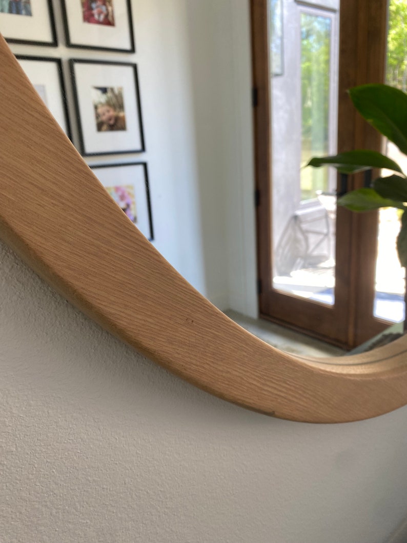 Round White Oak Framed Mirror Etsy