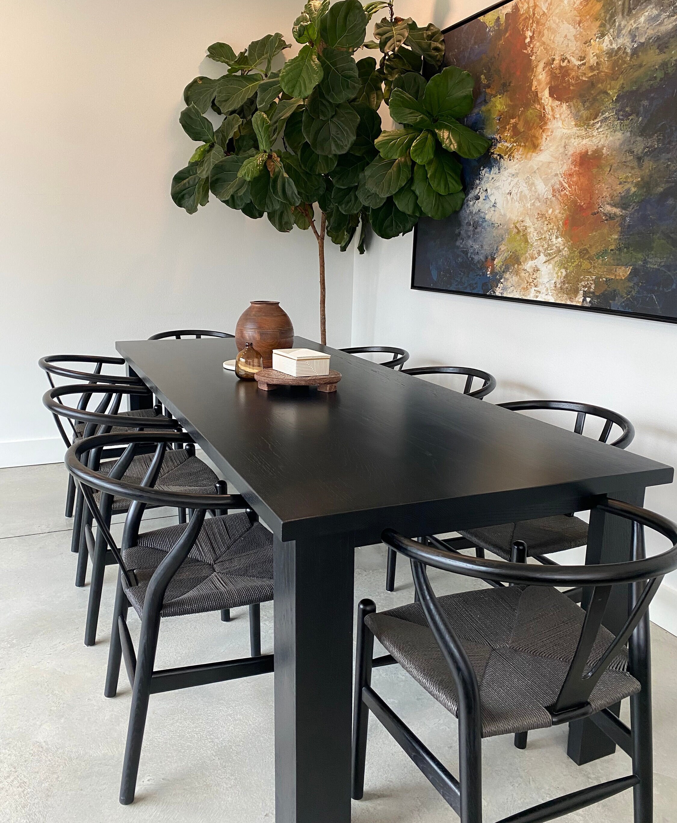 Solid Oak Dining Table Black - Etsy