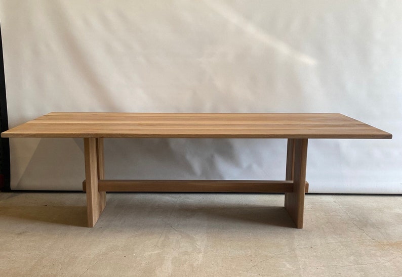 White Oak Rectangle Dining Table Bar Detail Base Etsy