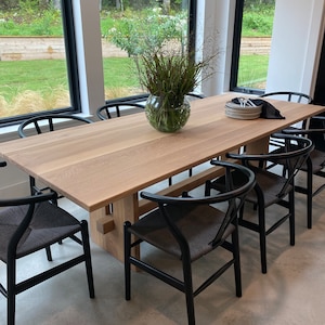 White Oak Rectangle Dining Table - Bar Detail Base