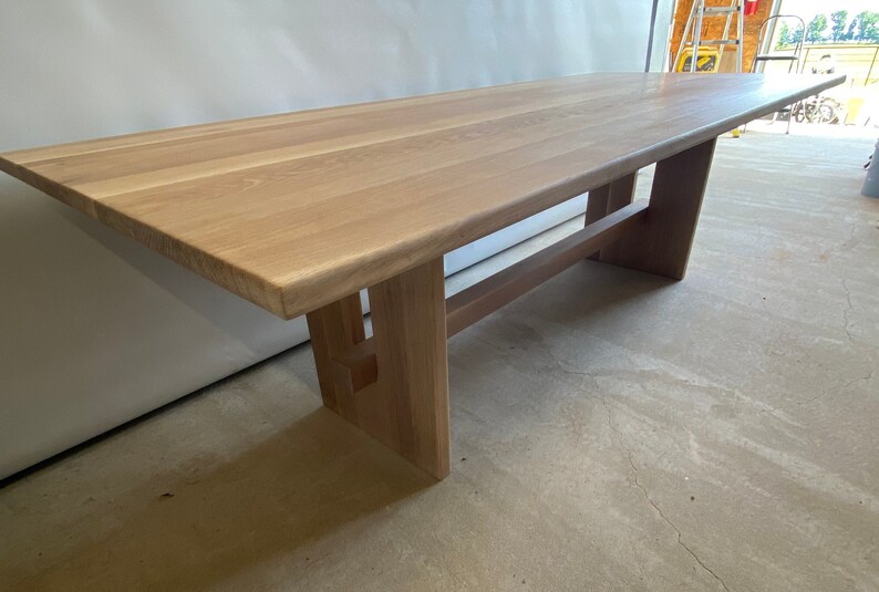 White Oak Rectangle Dining Table Bar Detail Base Etsy