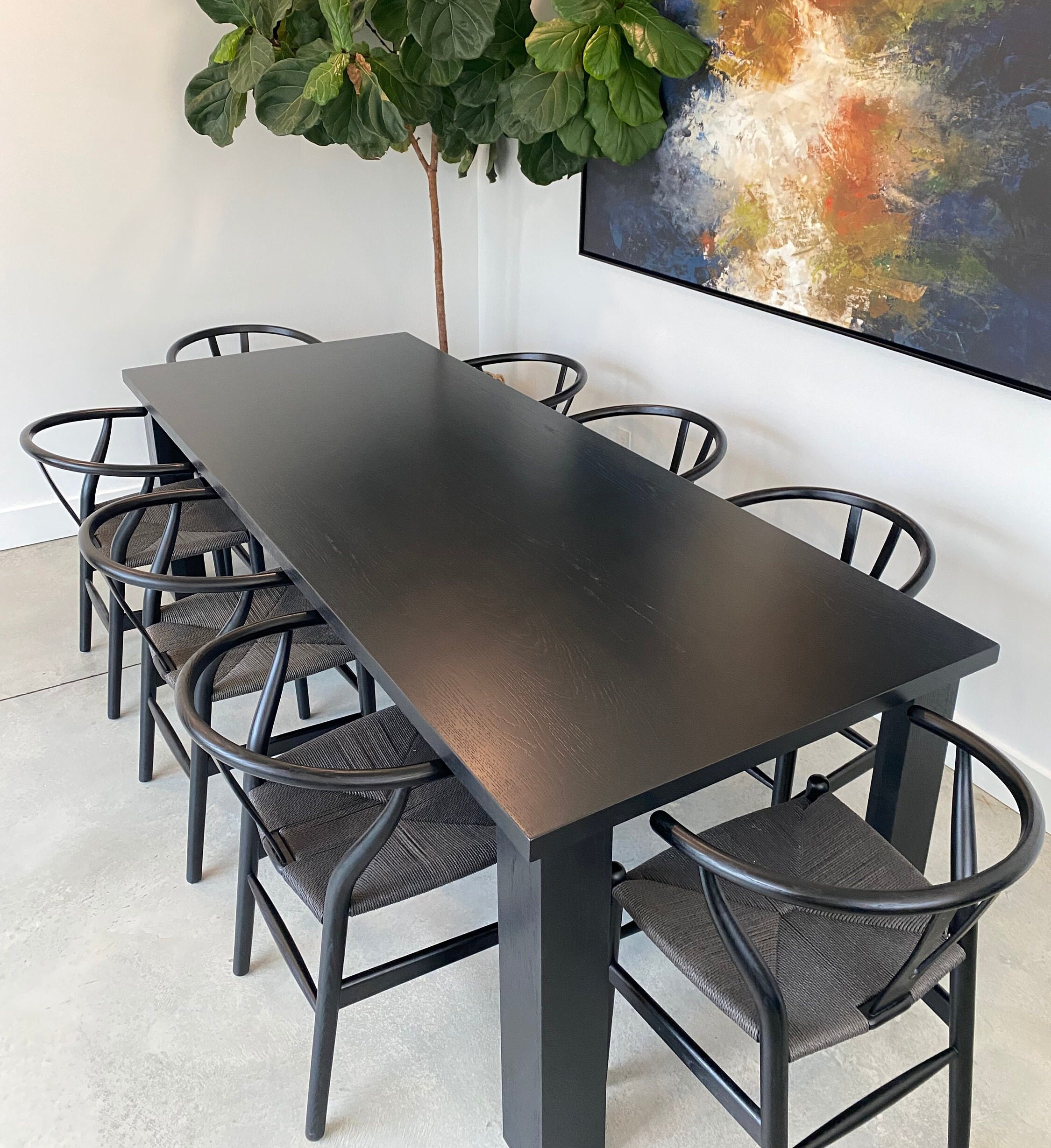 Solid Oak Dining Table Black - Etsy