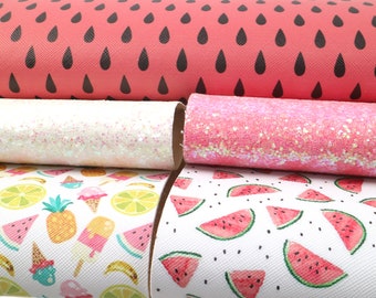 7.7x12.9 inch Fruit Cupcake Faux Leather Sheets DIY Earring Hair Bow Crafts Leather Synthetic Leather Fabric,1Yc34395