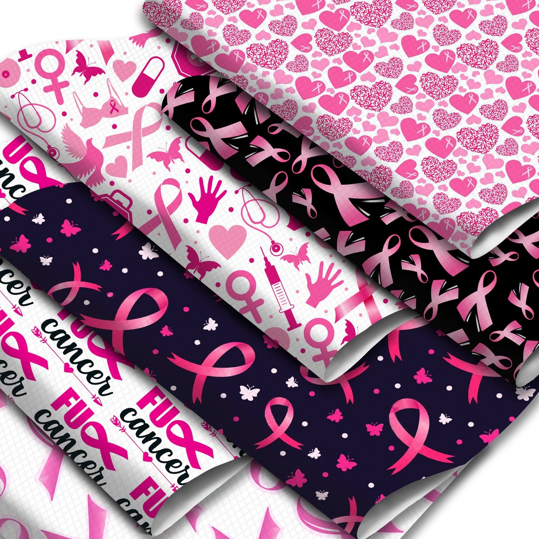 7.7x12.9 Inch or 11x55 Inch Faux Leather Sheets Breast Cancer Awareness