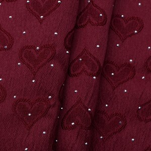 Tela de Tencel jacquard con diamantes de imitación termoadhesivos precortados en forma de corazón - 63 x 19,68 pulgadas (160 x 50 cm) Telas de poliéster para manualidades DIY hechas a mano precortadas imagen 5