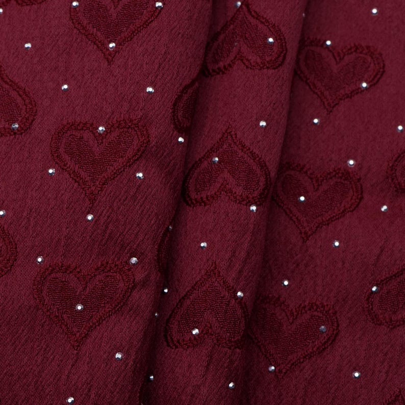 Tela de Tencel jacquard con diamantes de imitación termoadhesivos precortados en forma de corazón - 63 x 19,68 pulgadas (160 x 50 cm) Telas de poliéster para manualidades DIY hechas a mano precortadas imagen 5
