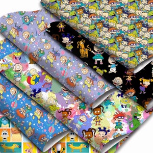 7.7x12.9 inch or 11x55 inch Boy and Girl Cartoon Printed Faux Leather Sheets,DIY Earring/Hair Bow Crafts Leather ,1Yc21218