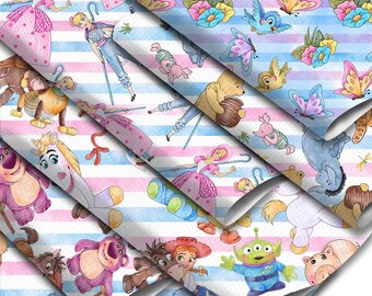 Faux Leather Sheets Cartoon Bear Deer Printed Synthetic Leather Roll Fabric Roll for DIY Earrings,1Yc38429