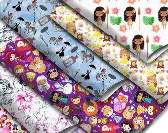 7.7x12.9 inch Cartoon Character Faux Leather Sheets DIY Earring Hair Bow Crafts Leather Synthetic Leather Fabric,1Yc31008