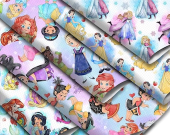 Princess Printed Faux Leather Fabric Sheet, DIY Earrings