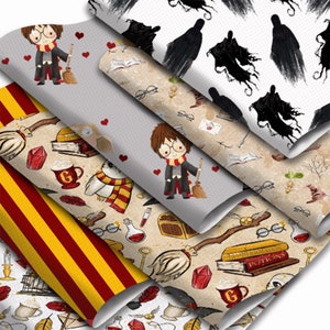 7.7x12.9inch ou 11x55inch Magic Cartoon Characters Imprimé Faux Cuir Draps / DIY Boucle d’oreille / Hair Bow Crafts Leather, 1Yc16056