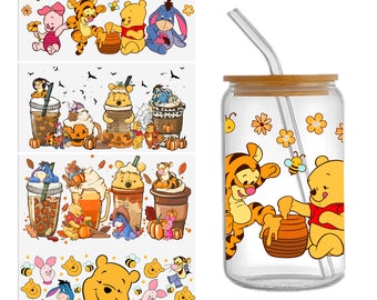 16oz Libbey Glass Can Tumbler Sublimation Design Waterproof DTF Sticker Cups Cool UV Wrap Transfer Sticker,1Yc42992