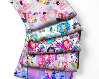 Medio metro de tela de patchwork de poliéster y algodón con estampado de cazadores de Kpop. Telas para coser, acolchar y bordar. Material para manualidades.