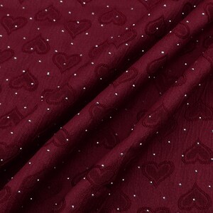 Tela de Tencel jacquard con diamantes de imitación termoadhesivos precortados en forma de corazón - 63 x 19,68 pulgadas (160 x 50 cm) Telas de poliéster para manualidades DIY hechas a mano precortadas imagen 2