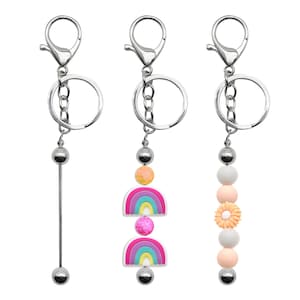 UV Beadable Keychain Bar Beadable Blanks, Iridescent Beadable