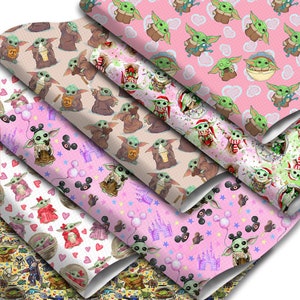 7.7x12.9 inch Cartoon baby green Faux Leather Sheets DIY Earring Hair Bow Crafts Leather Synthetic Leather Fabric,1Yc33331