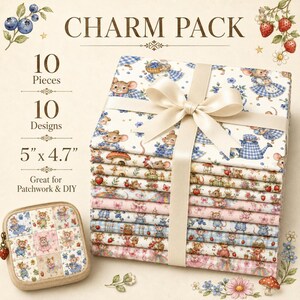 10pcs Charm Pack Set Mouse Mushroom Vintage Style Pattern Handmade DIY Texture Elements 100% Polyester Patchwork
