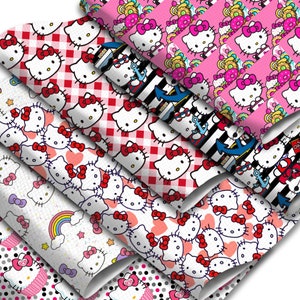 Cartoon Cat Print Faux Leather Sheets, DIY Crafts (7.7x12.9 inch or 11x55 inch)