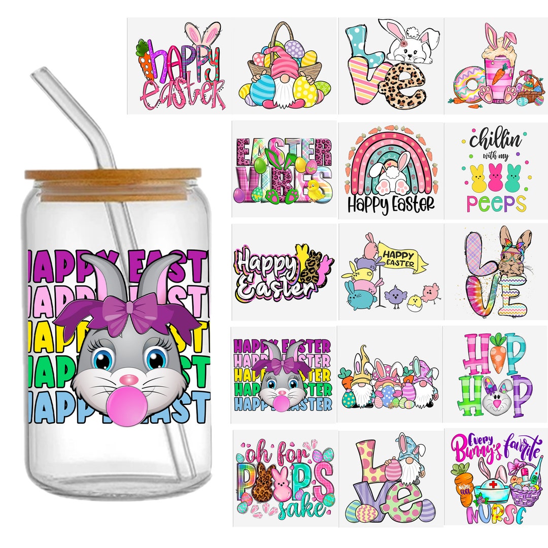 Easter Bunny 16oz Libbey Glass Can Tumbler Sublimation Design ...