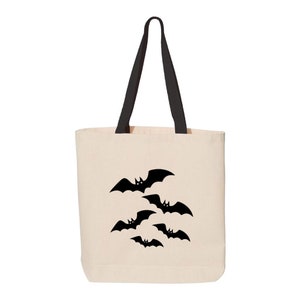 Bats Canvas Tote with Black Handles
