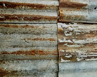 Rusty Corrugated Metal Sheet: Salvaged Barn Tin, Wall Decor (12"x12")