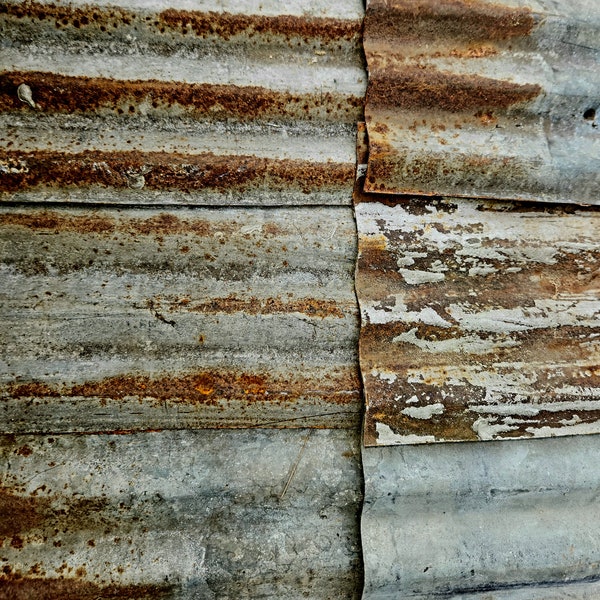 Rusty corrugated metal barn roof tin pieces 12"x12" square tin back splash corrugated tin wall decor