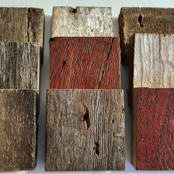 Reclaimed barn wood blocks craft tiles