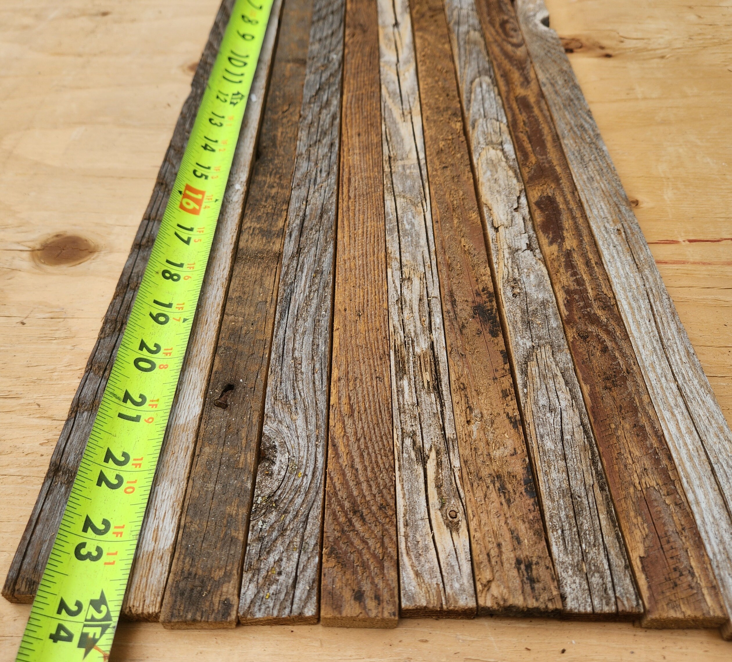 Reclaimed Wood Strips Random Character 1/4 Thick Narrow Vintage Wood 10 ...
