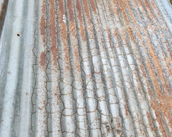 Rusty Corrugated Barn Tin Panel: Salvaged Metal Wall Decor