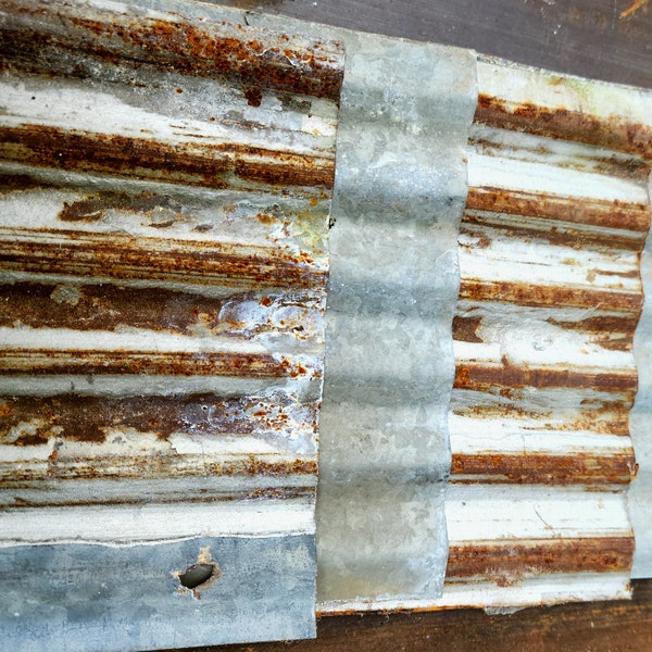 Corrugated metal roofing rusty barn tin Wainscoting wall rustic panel reclaimed decor vintage metal wall covering