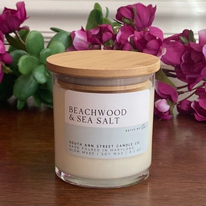 Beachwood & Sea Salt Candle: Handmade Soy Wax Candle