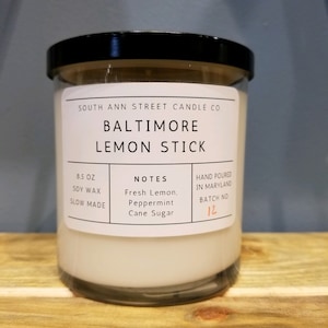 Baltimore Lemon Stick Kerze, Baltimore Geschenk, Urlaubsgeschenk, Weihnachtsgeschenk, Baltimore Souvenir, Pfefferminze, Zitronenstick, Aromatherapie
