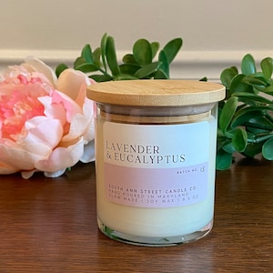 Lavender & Eucalyptus Candle, Soy Candle, Holiday Gift, Christmas Gift, Spa Day Gift, Aromatherapy, Home Decor, Floral, Herbal, Self Care