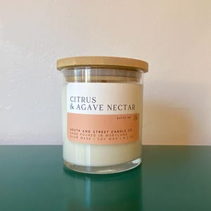 Citrus & Agave Nectar Candle, Soy Candle, Holiday Gift, Christmas Gift, Aromatherapy, Yellow Decor, Grapefruit, Lime, Fragrance, Fresh