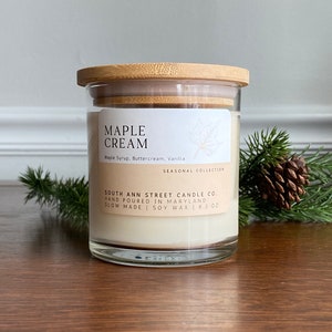 Ahorn Creme Kerze, Soja Kerze, Weihnachtsgeschenk, Weihnachtsgeschenk, Aromatherapie, Selbstpflege Geschenk, Wohnkultur, Ahornsirup, Hygge, Kerze, gemütlich