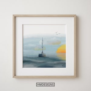 Sailboat Sunset | Watercolor Painting | Printable | Nautical