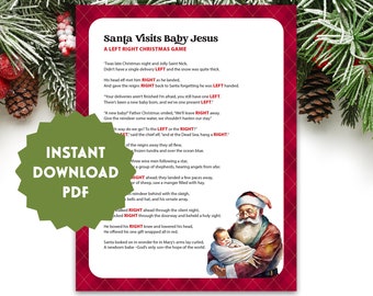 Left Right Christmas Game | Left Right Santa Meets Jesus | Left Right Nativity Game | Gift Exchange Game | Pass the Prize | Instant Download