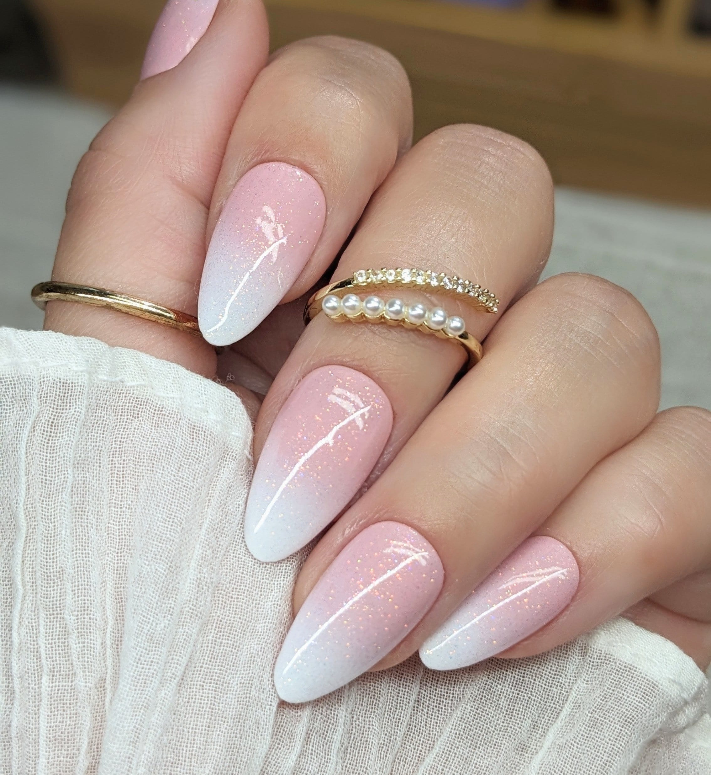 Elegant White Tip Ombre Nails