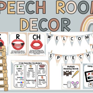 Boho Rainbow Speech Therapy Decor Printable | SLP Wall Art, Language Posters, Articulation Visuals, Calm Theme