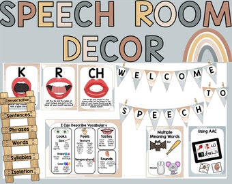 Boho Rainbow Speech Therapy Decor: SLP Office Art (Digital Download)