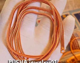Collier chaîne serpent en cuivre vieilli 100 % lourd, fait main, chaîne en cuivre pur, longueur -16 à 34 pouces, collier en cuivre pour femme, bijoux, cadeaux