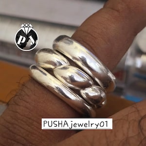 Anillo de cúpula retorcida de 3 piezas, plata de ley 925, anillo minimalista, anillo de estilo único de diseñador, anillo hecho a mano, anillo de banda ancha gruesa, joyería