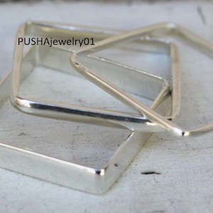 Handgjorda fyrkantiga ringar i 925 silver (3) Set med ringar i sterlingsilver, stapelbara ringar, minimalistiska smycken, geometriska ringar, enkla ringar