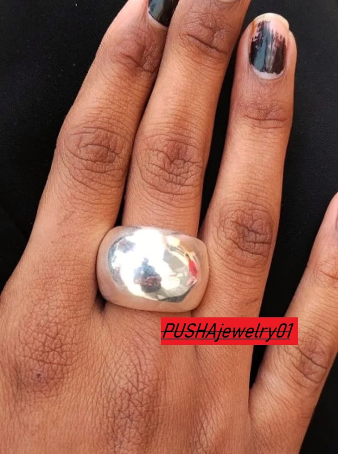 超安い品質 Ring, Dome 925 Band Wide Plain Large Ring, Silver Sterling アクセサリー
